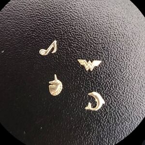 Gold Charm Set - Music Note, Wonder Woman, Cat, Moon